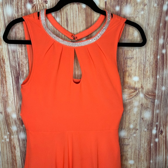 Marine Lu Tangerine Orange Rhinstone Cocktail Dress Size Small. - Picture 2 of 6